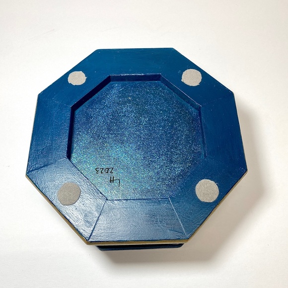 ORIGINAL Acrylic Landscape Art Upcycled Hand Painted Vintage Wood Jewelry Box - Picture 4 of 10